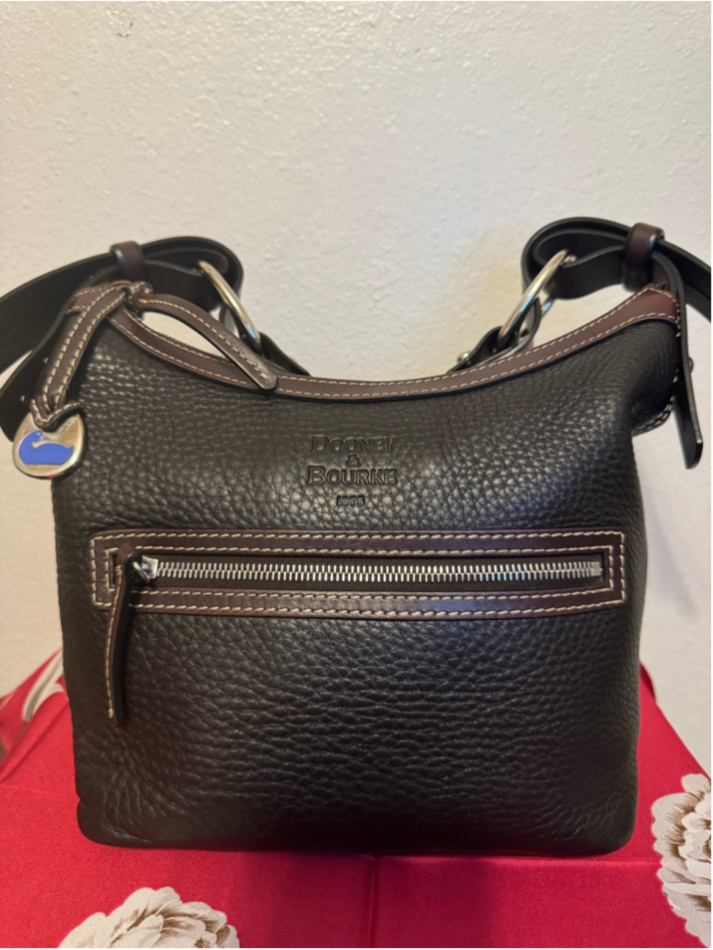 Dooney & Bourke black pebble leather HObO shoulder bag